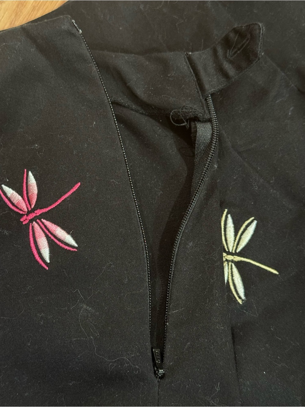 Talbots Black Pants with Multicolor Dragonfly Embroidery - Picture 3 of 3